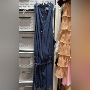 Navy Sleeveless Wrap Dress